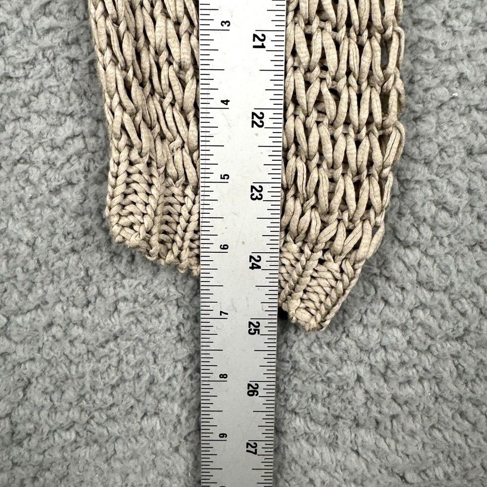 Rene Lezard Womens Knit Cardigan Beige Tan Pink Trim Size 36 Open Front Hook - Picture 7 of 7